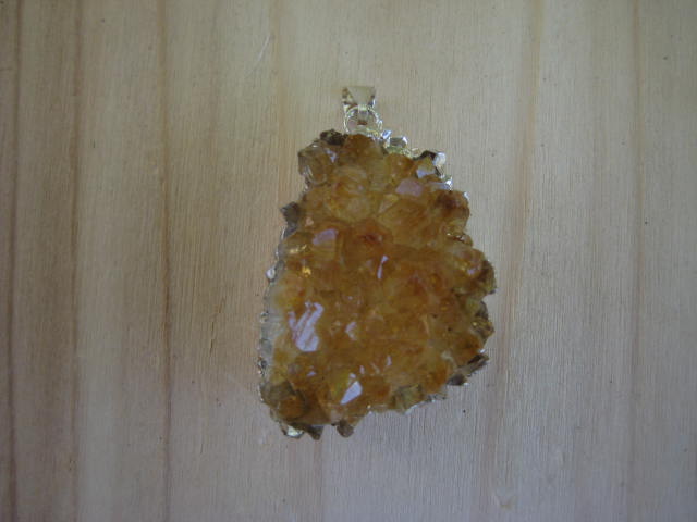 Citrine Druzy Pendant success, abundance and personal power 3930